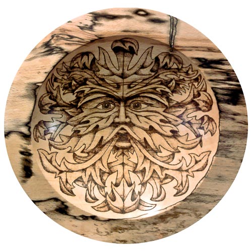 'The Green Man' Spalted Beech Bowl With Pyrography